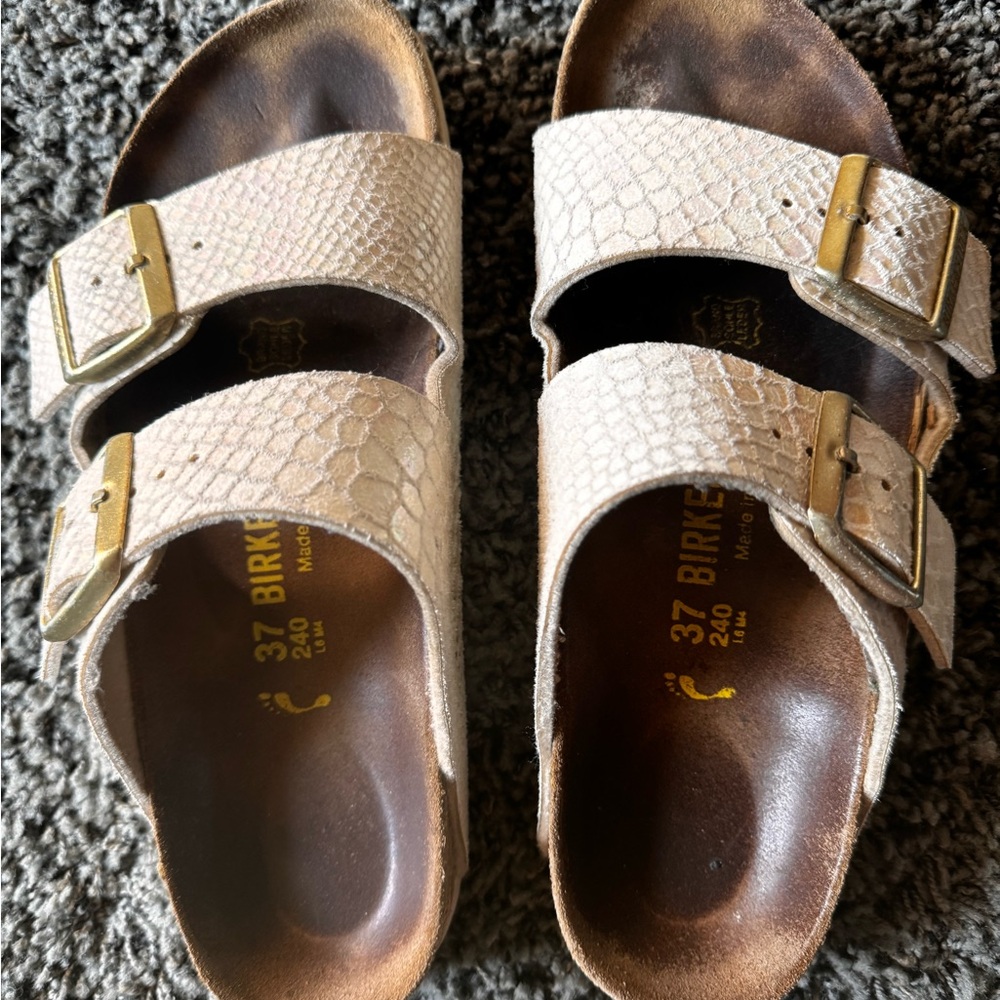 White Snakeskin Birkenstocks